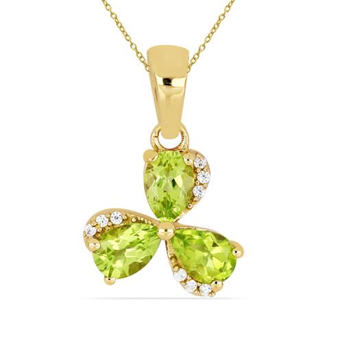 925 STERLING SILVER GOLD PLATED NATURAL PERIDOT GEMSTONE PENDANT